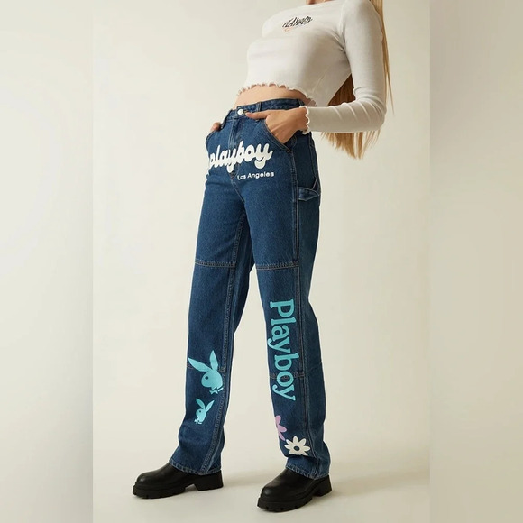 Playboy X PacSun Medium Wash High Rise Carpenter Jeans Size 25 - Picture 3 of 12